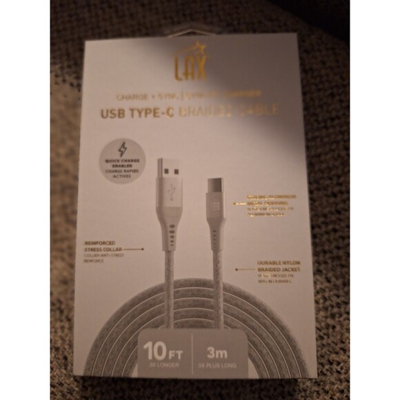 NEW‎ LAX 10ft USB Type-C Braided Charge/Sync Cable - Picture 6 of 11